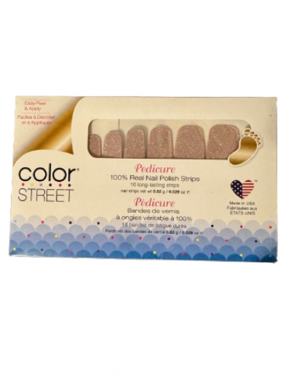 Color Street Glitter Pink Pedicure Polish Nail Strips-Moonburst-New